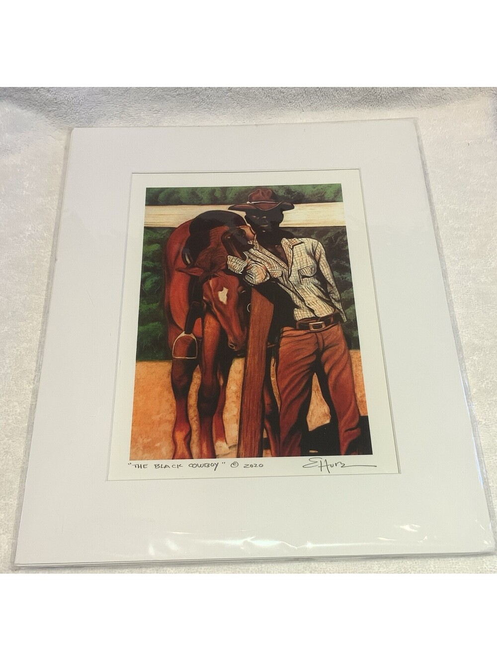 Art by Elliott Hubbard 2020 Signed Edition Print ‘The Black Cowboy’ 11” x 14”